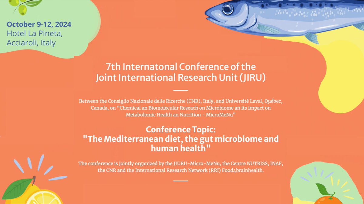 CNRsocial_'s tweet photo. 📌9-12 ottobre, #Acciaroli-#Pollica
The #MediterraneanDiet, the gut microbiome and human #Health
Conferenza dell'Unità mista internazionale di ricerca tra #Cnr e @universitelaval, un esempio di #sciencediplomacy tra #Cnr, 🇪🇺e 🇨🇦
Scopri di più
https://t.co/j8HNiiRijq
@MC_Carro https://t.co/7SkJlDLLIV