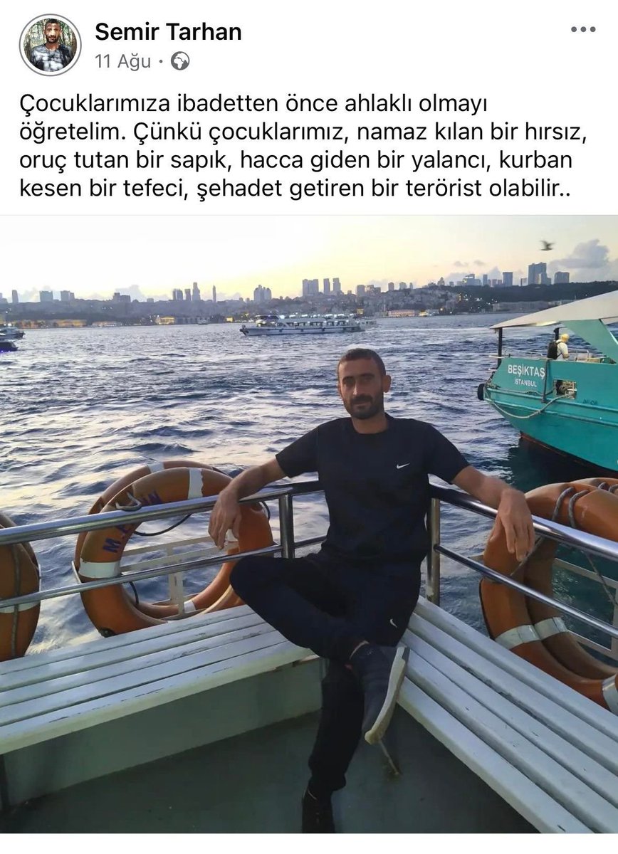 Beyoğlu'nda bir kadını köşeye sıkıştırarak zorla öpmeye çalışan sapıklardan Semir Tarhan'ın sosyal medya paylaşımı:

"Çocuklarımızı ibadetten önce ahlaklı olmayı öğretelim. Çünkü çocuklarımız, namaz kılan bir hırsız, oruç tutan bir sapık, hacca giden bir yalancı, kurban kesen bir