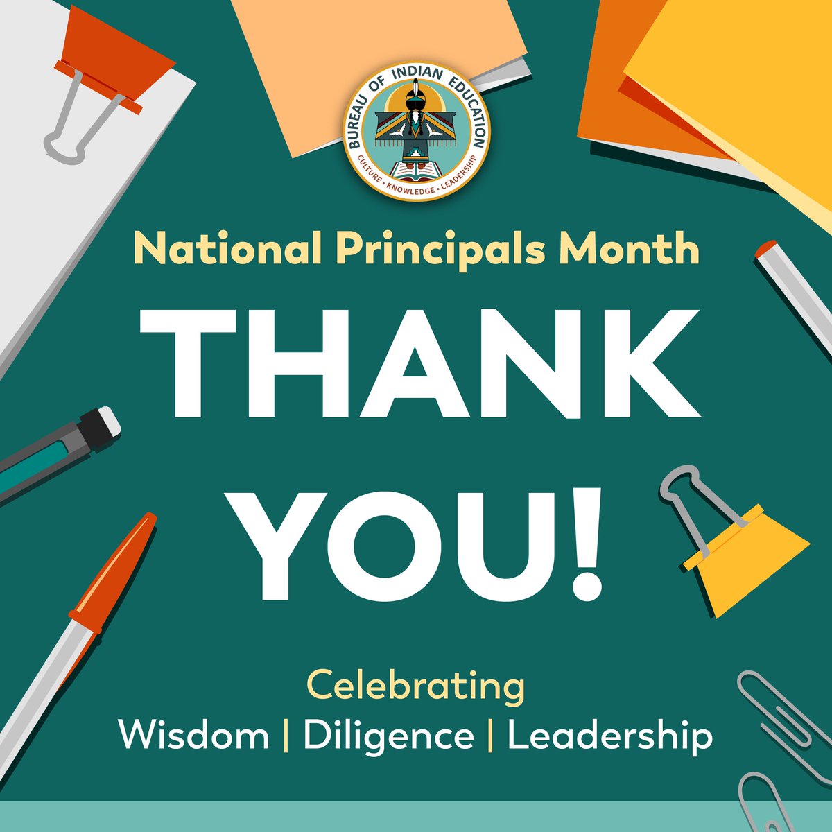 BureauIndianEdu's tweet image. 🎉 Happy National Principals Month! 🎉 

We honor the amazing leaders who shape our schools and empower our students. Their dedication to education and community is inspiring. Let’s celebrate their hard work! 💙 

#NationalPrincipalsMonth #NativeEd