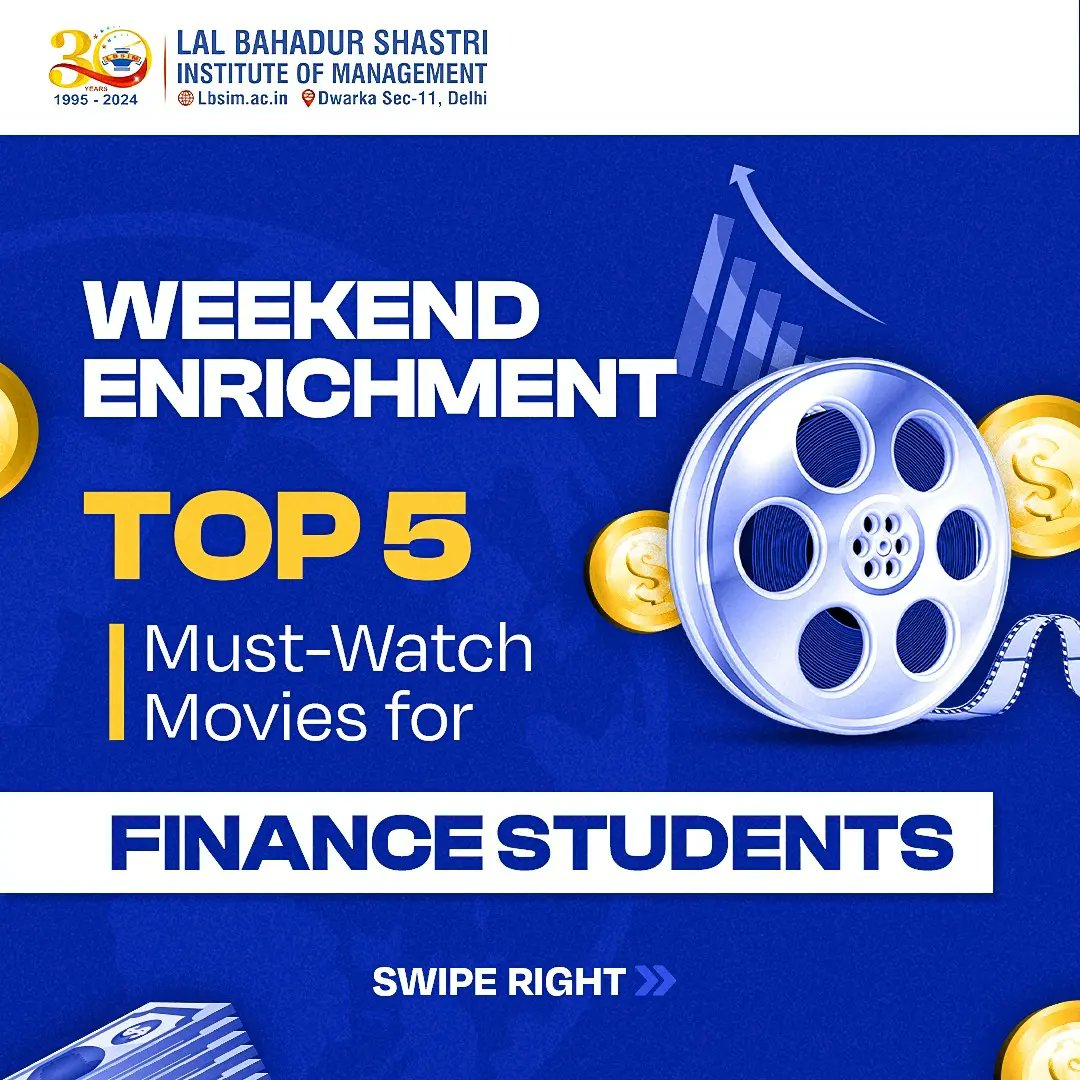 LBSIMOnline's tweet image. Ready for a weekend of learning? 🌟🎬 Check out these top 5 must-watch movies for finance students! 

#lbsim #lbsimdwarka #pgdmprogram #pgdminstitute #bschool #financemovies #financestudents #financelessons #weekendmotivation
