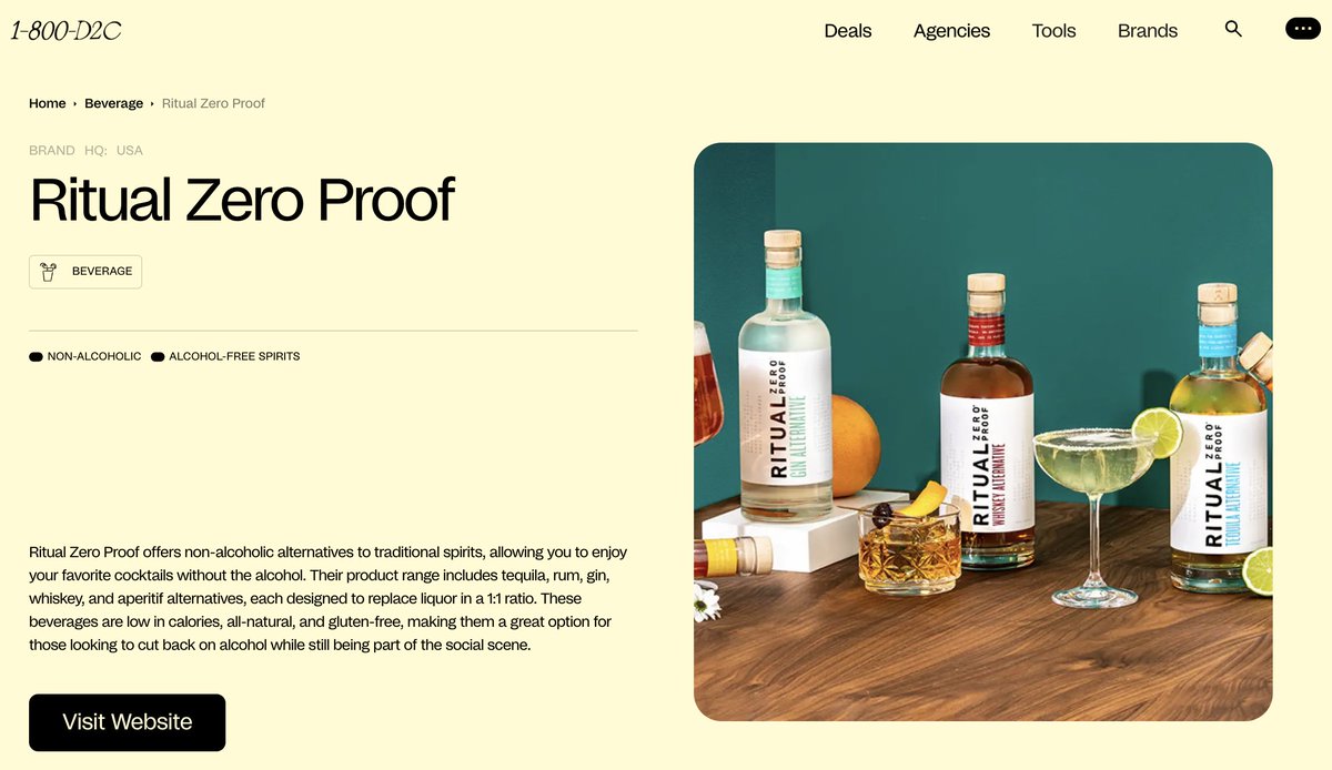 Ritual Zero Proof (@RitualZeroProof) - non-alcoholic alternatives to traditional spirits so you can enjoy your favorite cocktails without the alcohol.  

Key Tools Used By Ritual Zero Proof:

🎒 <a href="/RebuyEngine/">Rebuy Engine</a> - Upsells and Merchandising
🔁 <a href="/RechargePayment/">Recharge</a> - Subscriptions
📧