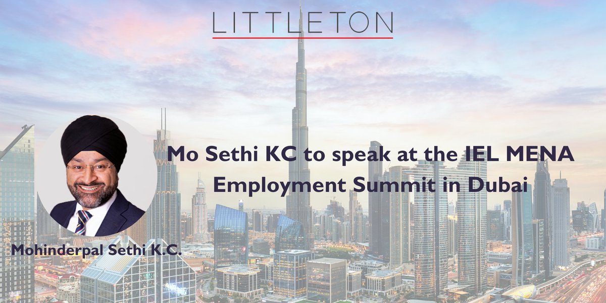 <a href="/MoSethiKC/">Mohinderpal Sethi K.C.</a> to speak at the <a href="/IEL_reports/">International Employment Lawyer</a> International Employment Lawyer MENA Employment Summit in Dubai.

Full information can be found at the link below.

lnkd.in/ejhtZGdT

#EmploymentLaw #LittletonChambers #IEL #IELMENA
