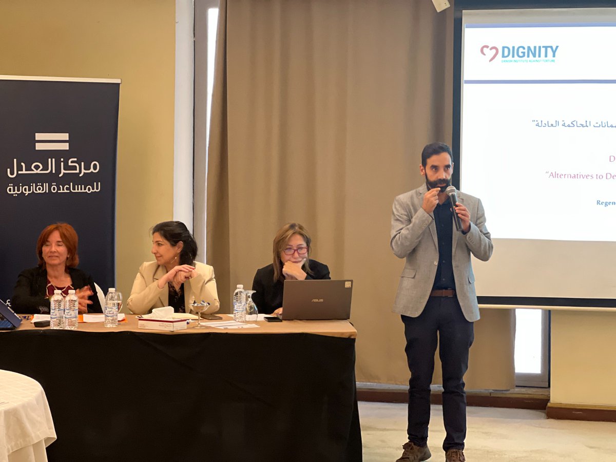 خلال ورشة حوارية التي نظمها مركز العدل بالتعاون مع منظمة ديجنيتي وبدعم من السفارة الفرنسية حول "بدائل التوقيف وضمانات المحاكمة العادلة"، استعرضنا التجارب الأردنية والدنماركية في هذا المجال، مع تسليط الضوء على أفضل الممارسات الدولية والوطنية لضمان المحاكمات العادلة.