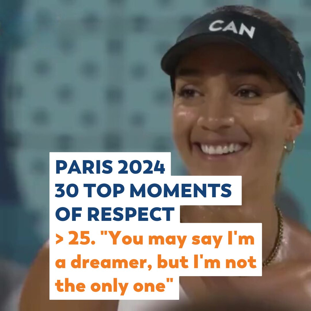 ClubRespectTeam's tweet photo. 25. “You may say I’m a dreamer, but I’m not the only one”

To calm things down women’s beach volleyball gold medal match the DJ played John Lennon’s ‘Imagine’! #EspritSportifSeries #Olympics #Paris2024

Check all the moments from 21 to 30:  https://t.co/0bCSemgOuS https://t.co/FtRB9f5LQw
