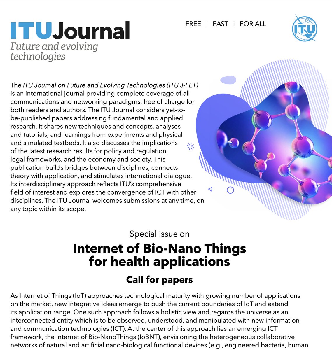 CorinneNokel's tweet image. INTRA-BODY INTERNET
Internet of Bio-Nano Things for Health Applications
#eHealth
#NanoCyberInterface
#SyntheticBioengineering in Vivo
#CovertCommunicationSystems
itu.int/en/journal/j-f…