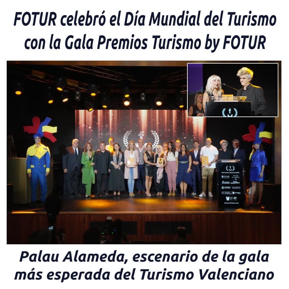 hosteleriaenvlc's tweet photo. FOTUR CELEBRÓ EL DÍA MUNDIAL DEL TURISMO CON LA GALA PREMIOS TURISMO BY FOTUR
https://t.co/6D2hiL2thS
@FoturValencia #DiaMundialDelTurismo #PremiosTurismo #FOTUR #TurismoValenciano #PalauAlameda #GalaTurismo #TurismeComunitatValenciana #CulturaValenciana #HosteleriaEnValencia https://t.co/dk2cK9D8fz
