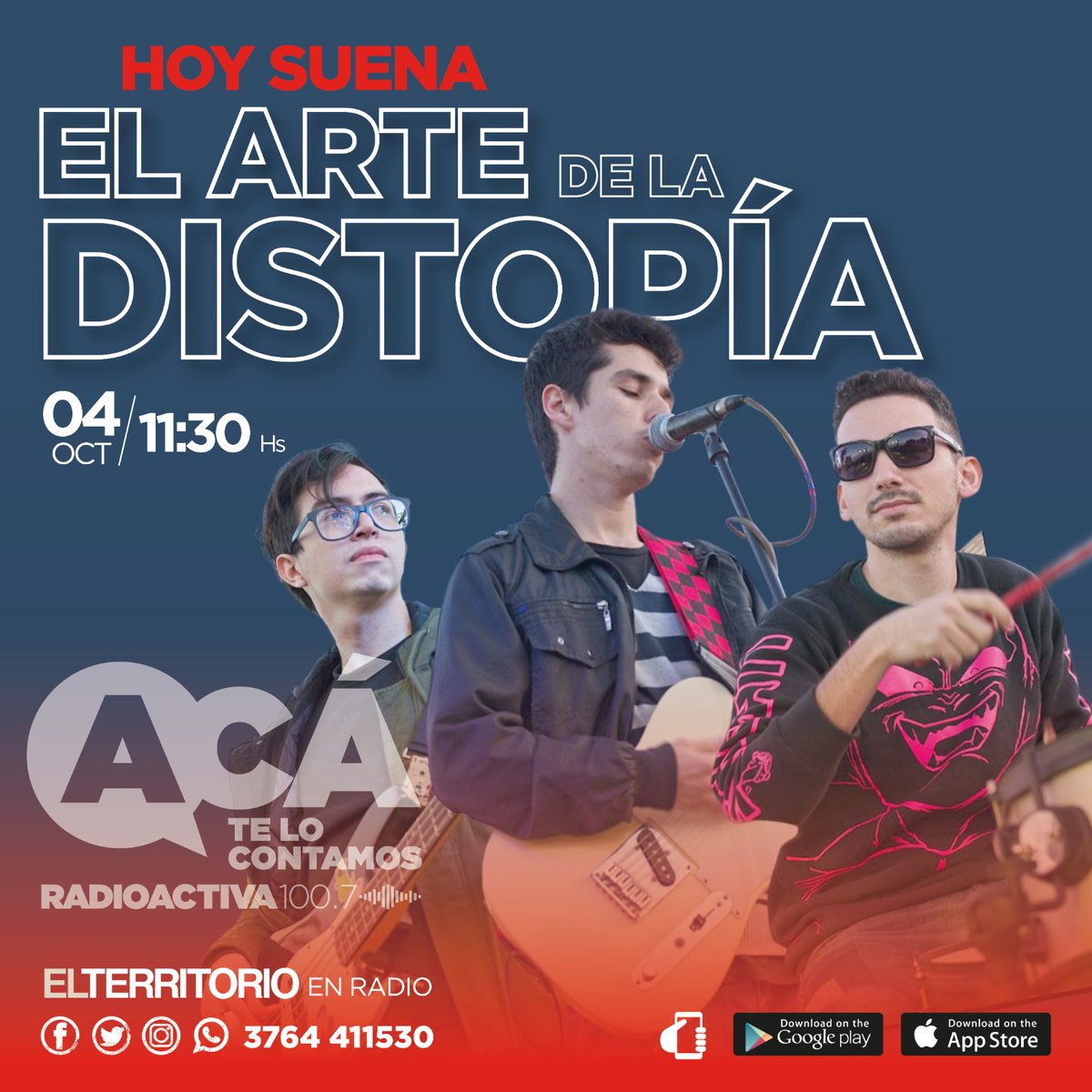 radioactiva1007's tweet photo. Hoy, en la kermese musical de #AcáteloContamos 🎶🎡, El Arte de la Distopía 🎸✨. ¡No te lo pierdas! 🔥🎤 https://t.co/ABy4aBBS0x
