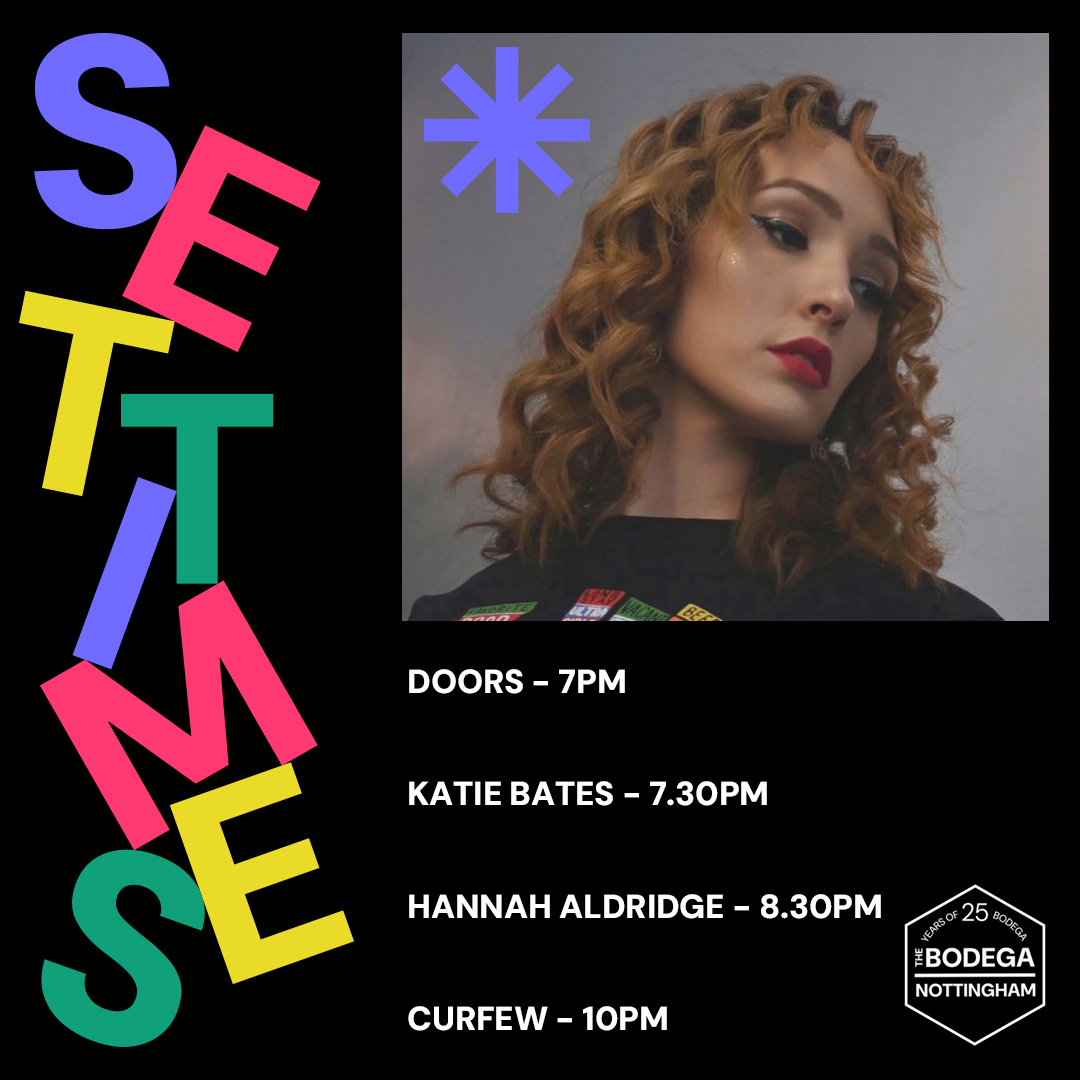 The Bodega (@bodeganotts) on Twitter photo SET TIMES
With her hypnotic Americana songwriting, the wonderful <a href="/HannahCAldridge/">Hannah Aldridge🕷</a> is here with <a href="/katiemjbates/">Katie Bates</a>.
Please note this show has changed venue but all original tickets remain valid for our place. Garden grub from Hip Hop Food Shop and cheap Happy Hour pints until 7pm! SET TIMES
With her hypnotic Americana songwriting, the wonderful <a href="/HannahCAldridge/">Hannah Aldridge🕷</a> is here with <a href="/katiemjbates/">Katie Bates</a>.
Please note this show has changed venue but all original tickets remain valid for our place. Garden grub from Hip Hop Food Shop and cheap Happy Hour pints until 7pm!