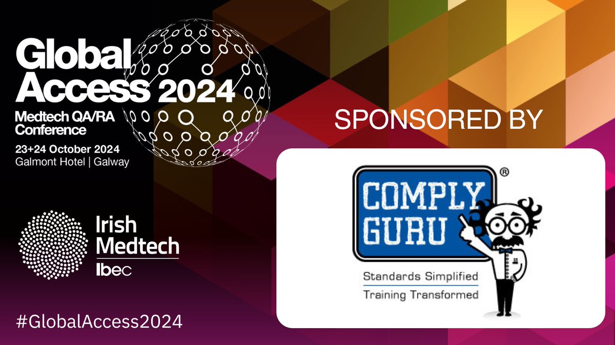 complyguru's tweet photo. Comply Guru is proud to sponsor #GlobalAccess2024 taking place from 23rd &amp; 24th October in the Galmont Hotel, Galway. This is Ireland’s #1 event for Quality &amp; Regulatory Professionals working in Medtech 🚀

The entire team will be there so come say hello! We would 💙 to see you! https://t.co/NOQAFvLE3z