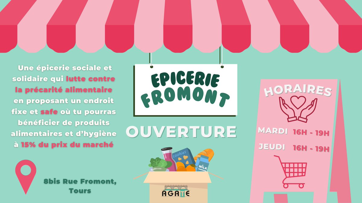 L'AGATE a le plaisir de vous annoncer la réouverture de son épicerie solidaire ! 

Rendez-vous sur le lien ci-dessous pour vous inscrire : 
 mon-compte.fage.org/creation-compte