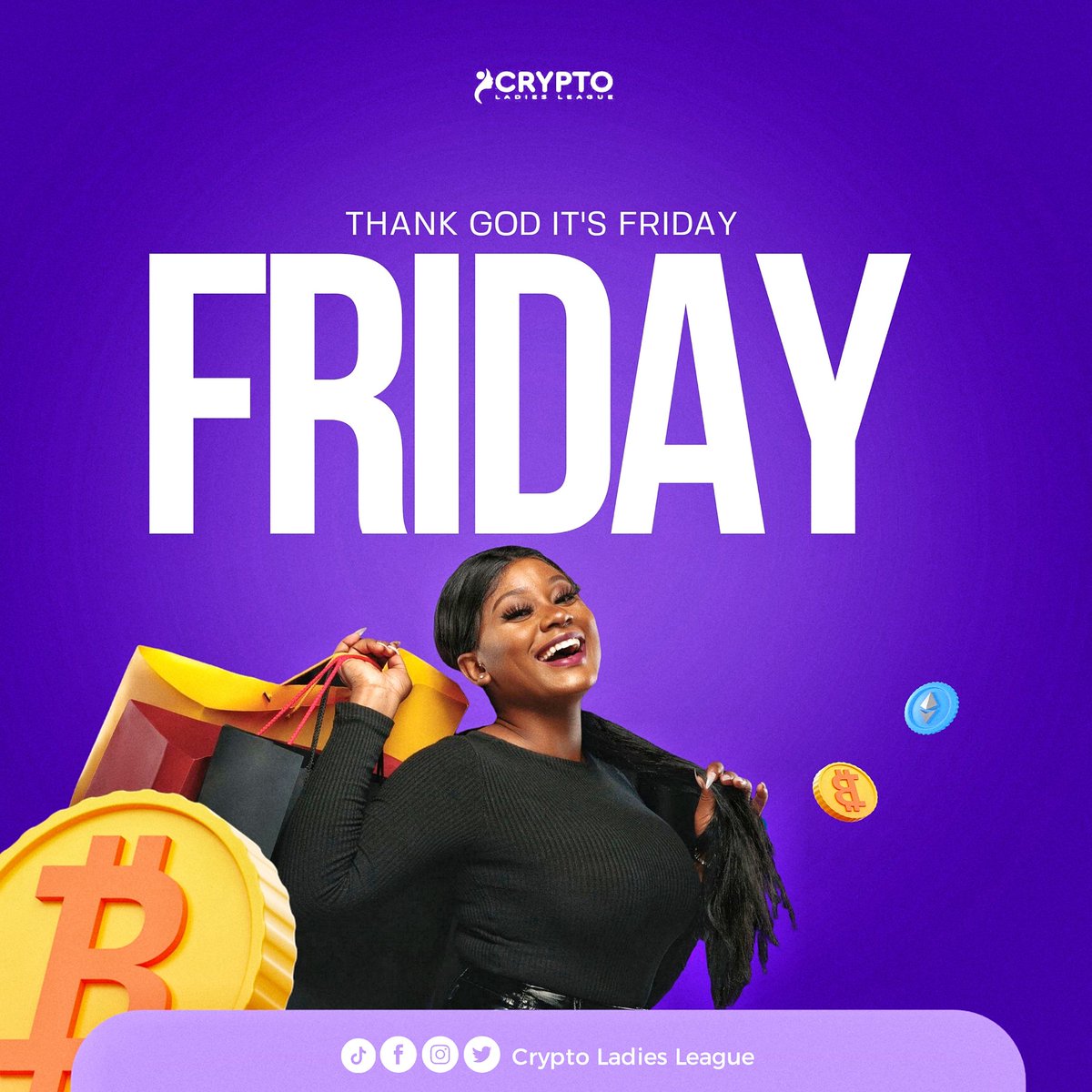 CryptoLadiesL_'s tweet photo. Thank God It's Friday!✨✨

Celebrate the wins of this week and get ready to crush your weekend goals.  For us at CLL weekend goals should be targeted at personal development and self care📌

Remember, the future is ours to shape! 💪🏽🚀

#TGIF #CLL #Blockchain #WomenInTech #Crypro https://t.co/IrPv4AiOrB