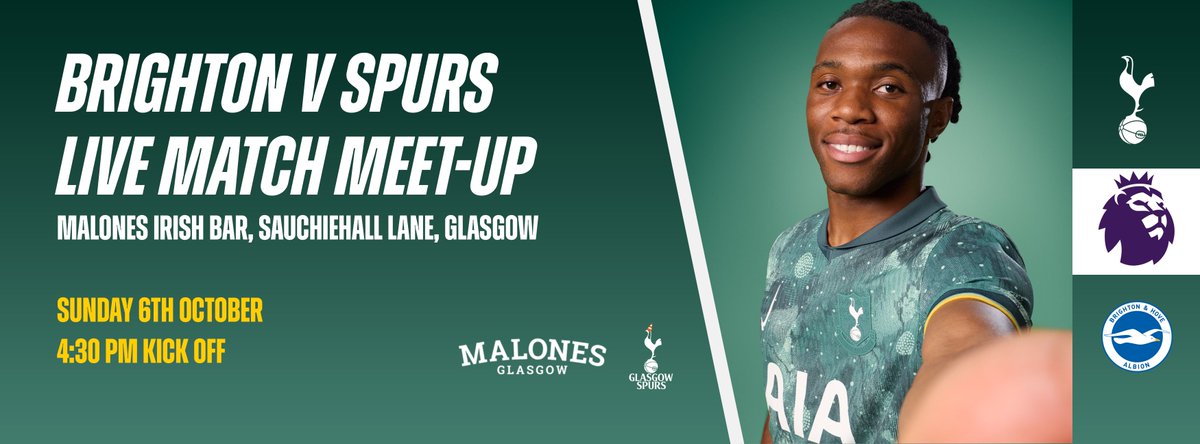 Come watch Spurs take on Brighton this weekend at Malones. Tickets are free, but we must give the bar a rough idea of numbers. Reserve your space here -----> buytickets.at/glasgowspurssu…