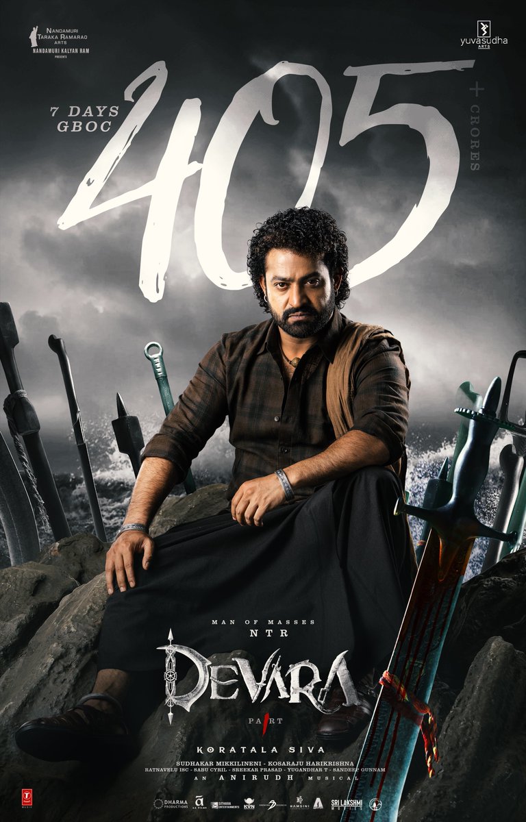 DevaraMovie's tweet photo. He’s the Dark Cloud of FEAR 
looming over all rivals 🔥

See it. Feel it. Fear it in Cinemas now.

#Devara #DevaraBlockbuster https://t.co/v707pr9GGZ