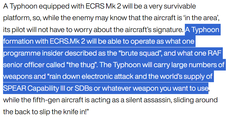 ISR_Manager's tweet photo. This is a great article explaining the development pathway and current testing of "Radar 2" advanced AESA for Royal Air Force Typhoons (Read beyond the headline) 
Note the gushing hyperbole from RAF seniors in paragraph 7!
- via @Aero_GlobalNews | Jon Lake
https://t.co/q1f9nkfNVY https://t.co/2Wr4fZDNIg
