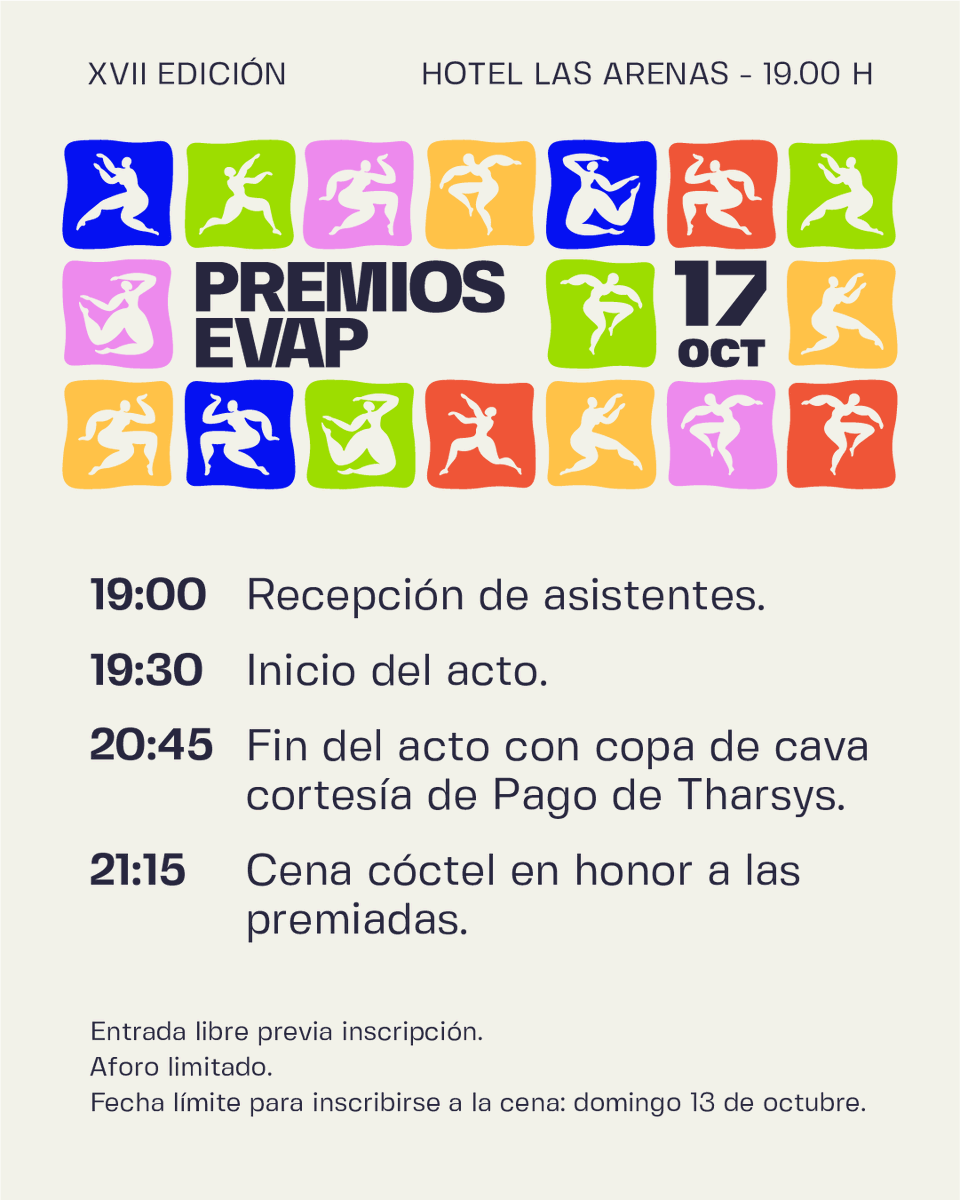 EVAPasociacion's tweet photo. ¡La gran noche de los Premios EVAP 2024 está a la vuelta de la esquina!

📅 El acto comenzará a las 19:00h con la esperada entrega de los 5 premios a mujeres inspiradoras que nos demuestran, año tras año, que el liderazgo femenino y la igualdad son el camino. 💪🌟 https://t.co/UjsoB83yjN