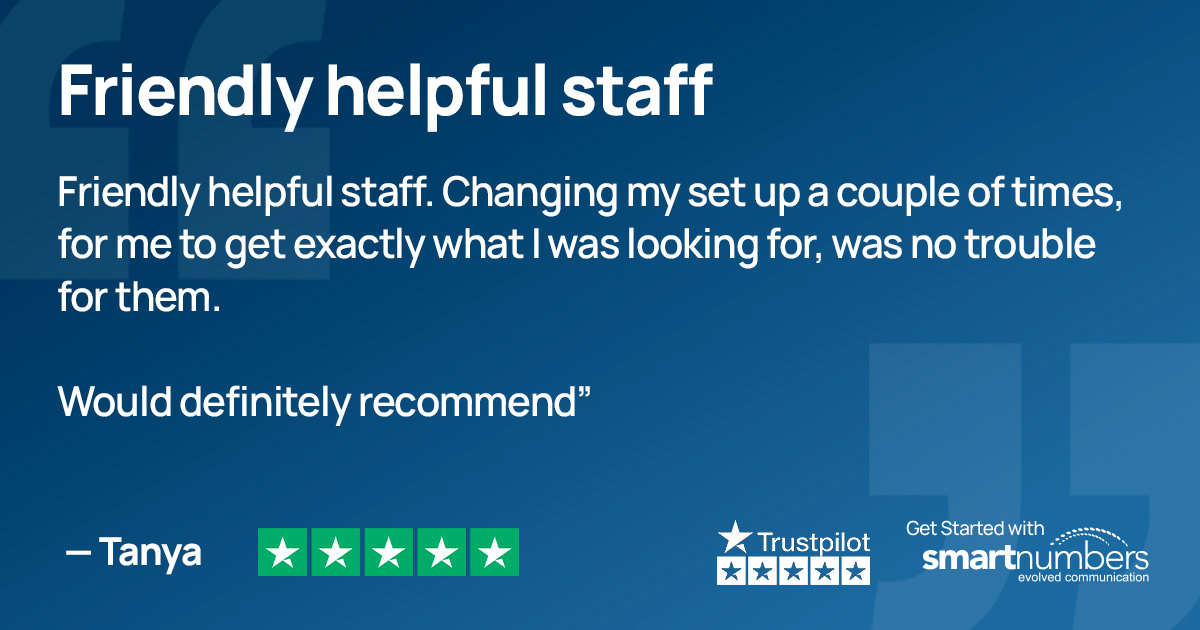 Smart_Numbers's tweet image. 🌟 Another Happy Customer! 🌟

&quot;Changing my setup a couple of times, for me to get exactly what I was looking for, was no trouble for them. Would definitely recommend!&quot;
- Tanya
 
👉 bit.ly/SmartNumbersX

#SmartNumbers #TrustPilot