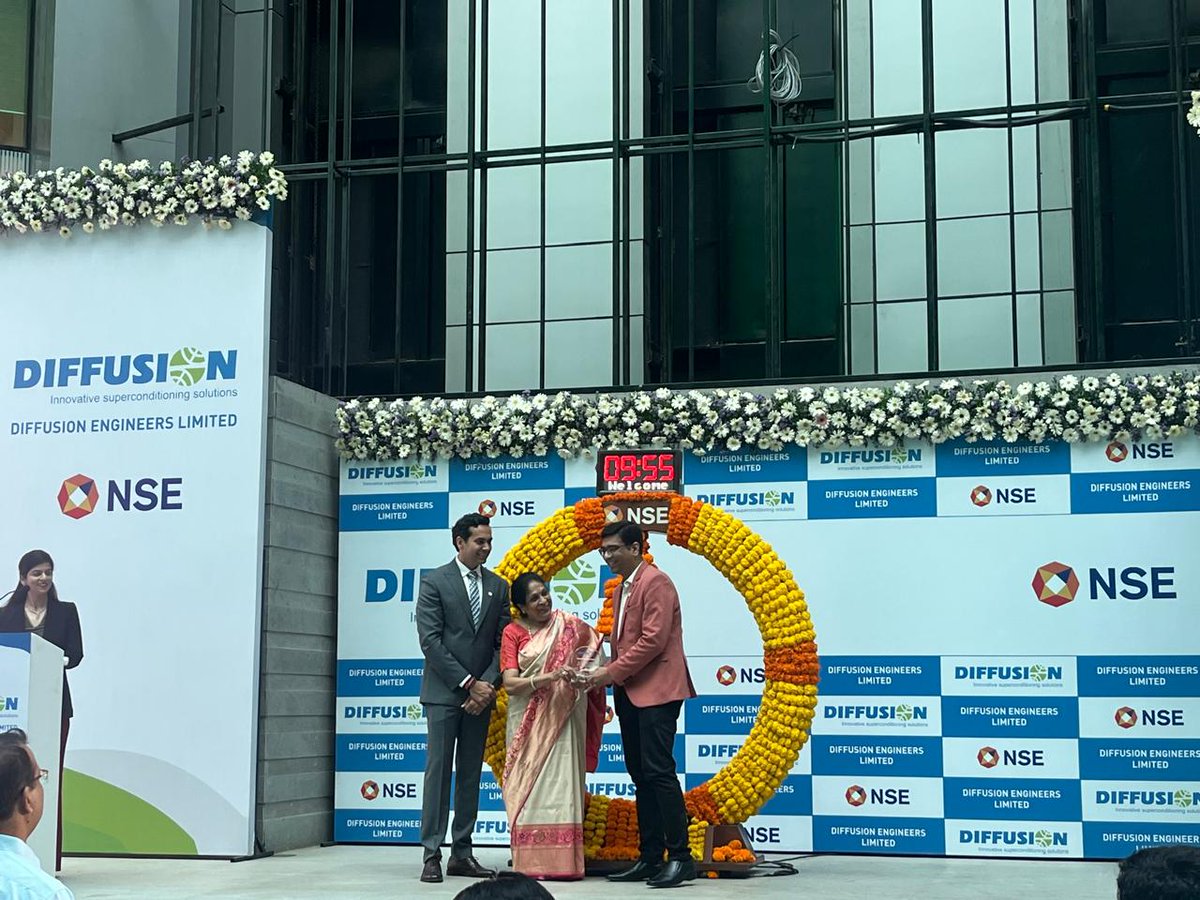 iamriteshmehta's tweet image. A blockbuster listing of #DiffusionEngineersIPO today at Stock exchanges...
Glad to be associated with the company for 20+ yrs giving best of our professional services...

Congratulations &amp;amp; Wishing a brighter future....