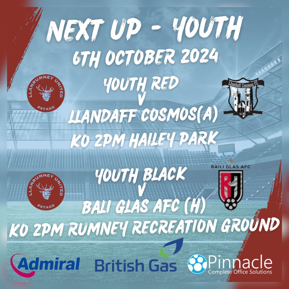 This is how our Men’s weekend looks. With 4 home games this weekend you have your pick of some great game to come and watch to support your team 💪. Come on the #stags ⚽️🦌

Big shout out to our sponsors for all your support 🫶