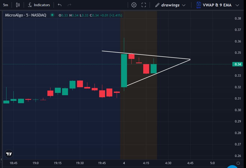 CoachNickMoney's tweet photo. $MLGO has formed a bull pennant in the premarket. https://t.co/lsuuSvdjVu