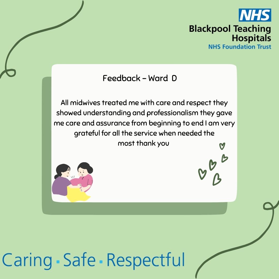 We have received some amazing feedback via our FFT Survey for our Maternity Ward 
If you have recently been an inpatient or outpatient appointment @blackpoolhosp you can leave feedback by following the link below
blackpoolteachinghospitals.nhs.uk/.../rate...
#FFTFriday #Feedback #BTH