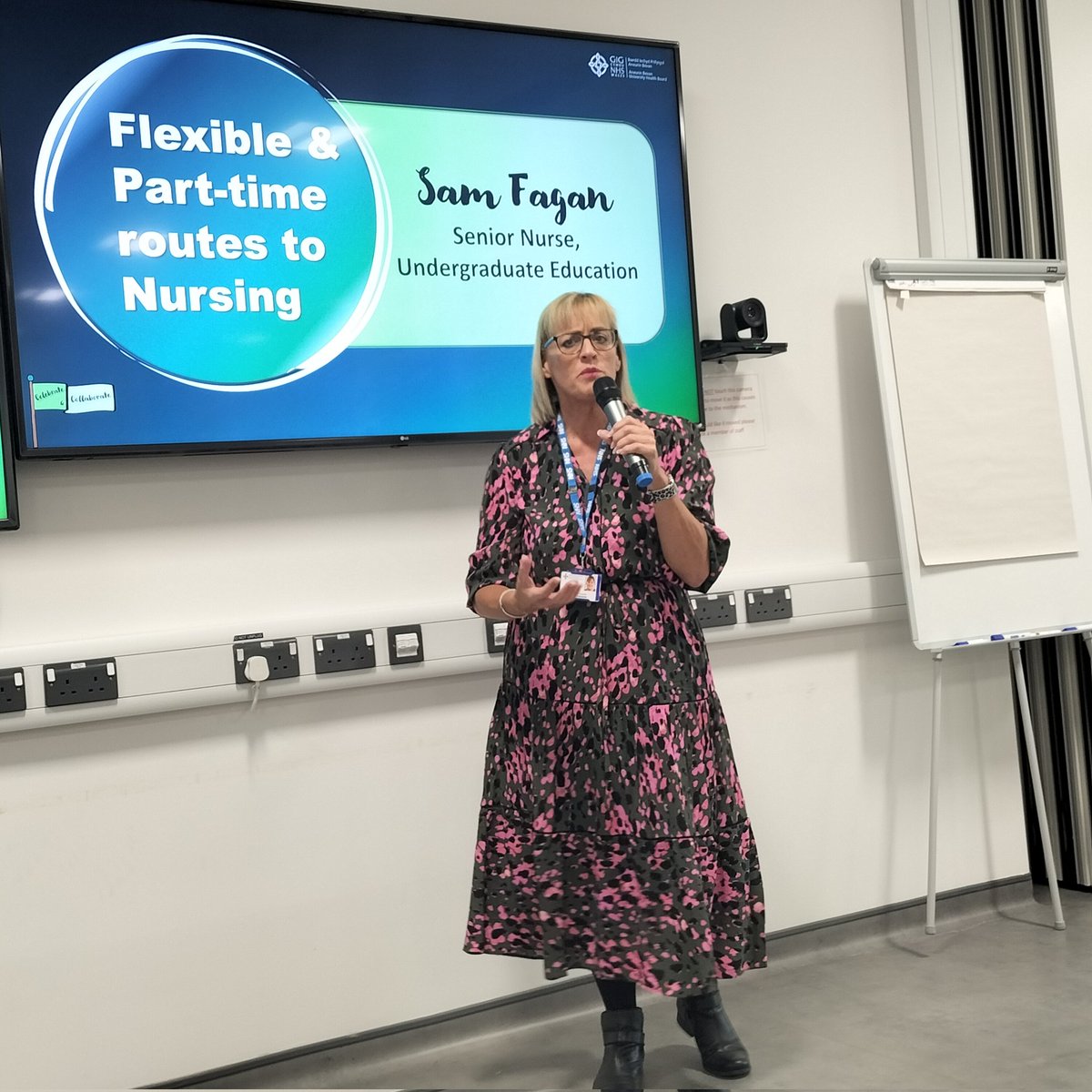<a href="/FaganSammy/">Sam Fagan</a> outlining career pathways to nursing. AB have 145 people currently being supported to undertake the flexible route to nursing, da iawn! #growyourown #ABUHBAssistantPractitioners2024