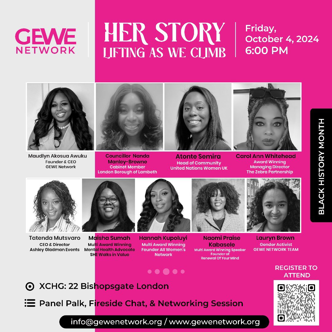 gewe_network's tweet photo. RECLAIMING THE NARRATIVES: HER STORY

Join us for an inspiring lineup of exceptional women speakers sharing their journeys of navigating career transitions, overcoming challenges &amp; blazing trails in their respective fields.

#GeweNetwork #BlackHistoryMonth #GenderEquality #GEWE https://t.co/dDC2qCa1rm