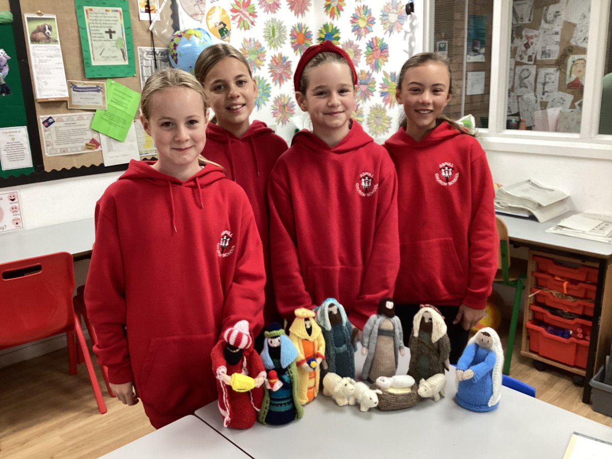 class6Aspull's tweet photo. What a beautiful start to the day! Gracie brought in this beautiful hand knit nativity set, very kindly donated by her grandma’s friend, and we will all treasure it! Thank you! 🥰 #acpsre #acpsvalues https://t.co/XWZbzmC9W9