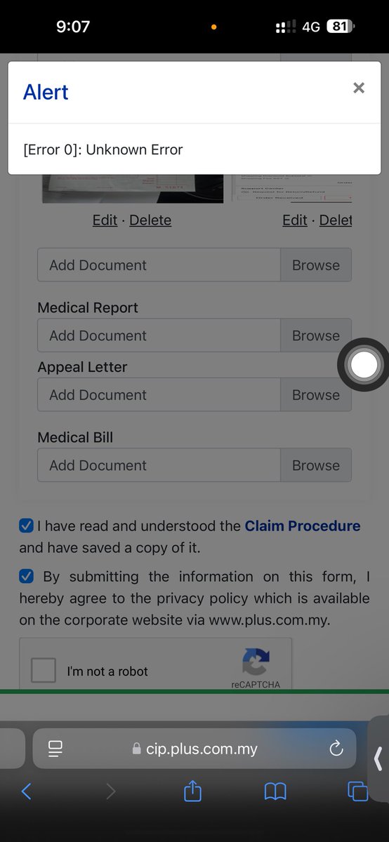 Zulfazli_Azimat's tweet photo. @plus2u Assalamualaikum dan selamat petang pihak plus.Untuk pengetahuan anda saya dah cuba banyak kali submit claim kerosakan kenderaan tetapi error. Mohon pihak plus ambik maklum dan tindakan. https://t.co/aBjL30cy94