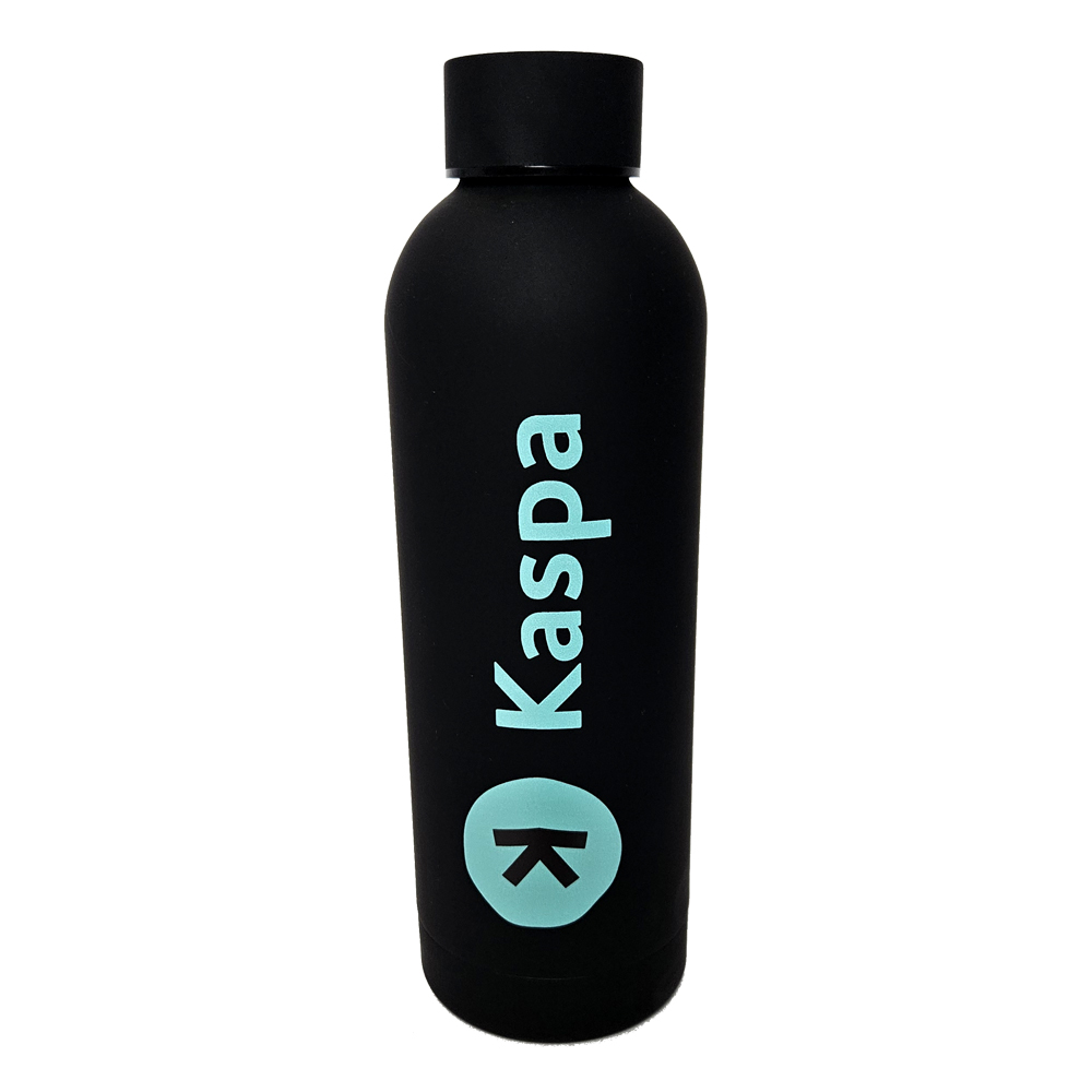 Murmeltier_io's tweet photo. The new #Kaspa drinking #bottles made of recycled stainless steel are here. With a capacity of 500 ml and a #vulcanized soft-touch surface in matt black, they are the perfect companion for on the go. Orders in #Uptoper or #Moonvember also receive a #free coaster.

https://t.co/Ug3SY8lTDi

@KaspaCurrency @Murmeltier_io #Crypto #Merch