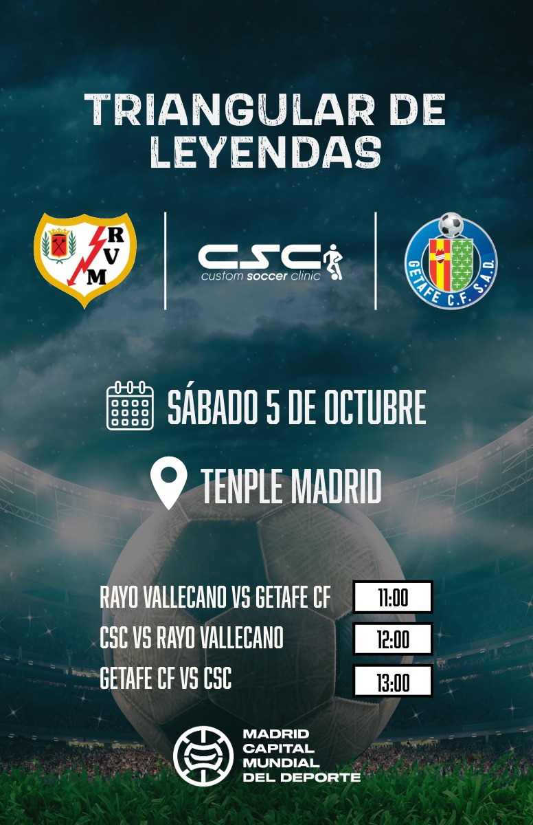 rvmveteranos's tweet photo. ⚽⚔ Mañana sábado vamos al #CentroDeportivo TENPLE Madrid de Villaviciosa de Odón a disputar un Triangular de #FutbolVeteranos vs Veteranos @GetafeCF y un Combinado Duranguense🇲🇽 representativo de @Soccernauts_ES
❗Nos acompañas⁉️
#AVRV #AsociacionMiembroFEAFV
@VeteranosGetafe https://t.co/8xU8CgAjF9