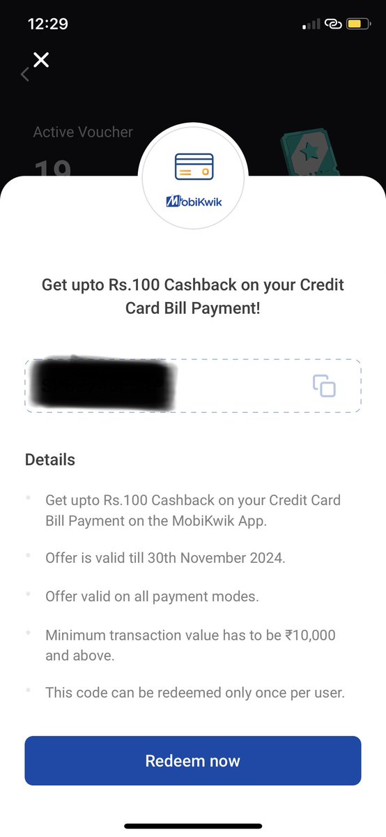 Mayank_Solanki0's tweet photo. There's an issue regarding @MobiKwik Spin n Win coupons. In Sept I received a credit card coupon (Expires 30th Nov), but it consistently shows “not eligible to use” when I try to redeem it. If customers cannot use these coupons, what is the point of issuing them? #CustomerSupport https://t.co/zZEYraYGr2