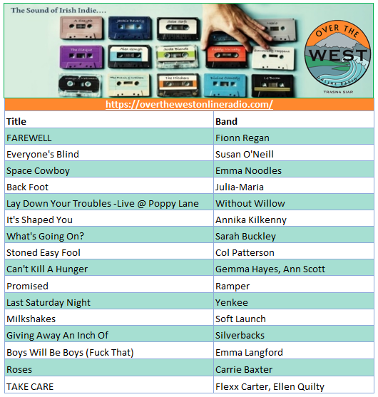 Ben McCormack Radio (@mccormackshow) on Twitter photo Join me this eve at 8 PM on Over the West Radio for the best in new Irish contemporary music
Please like and share!
<a href="/OverTheWestno1/">OverTheWestOnlineRadio</a> <a href="/fionnregan/">Fionn Regan</a> <a href="/SoundsofSON/">Susan O Neill</a> <a href="/without_willow/">Without Willow</a> <a href="/annikakilkenny/">annika kilkenny</a> <a href="/ELangfordMusic/">Emma Langford</a> <a href="/ColPmusic/">Col Patterson</a> <a href="/gemma_hayes/">Gemma Hayes</a> <a href="/softlaunchmusic/">Soft Launch</a> <a href="/iamcarriebaxter/">Carrie Baxter</a> <a href="/silverbacksFOUR/">silverbacks</a> Join me this eve at 8 PM on Over the West Radio for the best in new Irish contemporary music
Please like and share!
<a href="/OverTheWestno1/">OverTheWestOnlineRadio</a> <a href="/fionnregan/">Fionn Regan</a> <a href="/SoundsofSON/">Susan O Neill</a> <a href="/without_willow/">Without Willow</a> <a href="/annikakilkenny/">annika kilkenny</a> <a href="/ELangfordMusic/">Emma Langford</a> <a href="/ColPmusic/">Col Patterson</a> <a href="/gemma_hayes/">Gemma Hayes</a> <a href="/softlaunchmusic/">Soft Launch</a> <a href="/iamcarriebaxter/">Carrie Baxter</a> <a href="/silverbacksFOUR/">silverbacks</a>