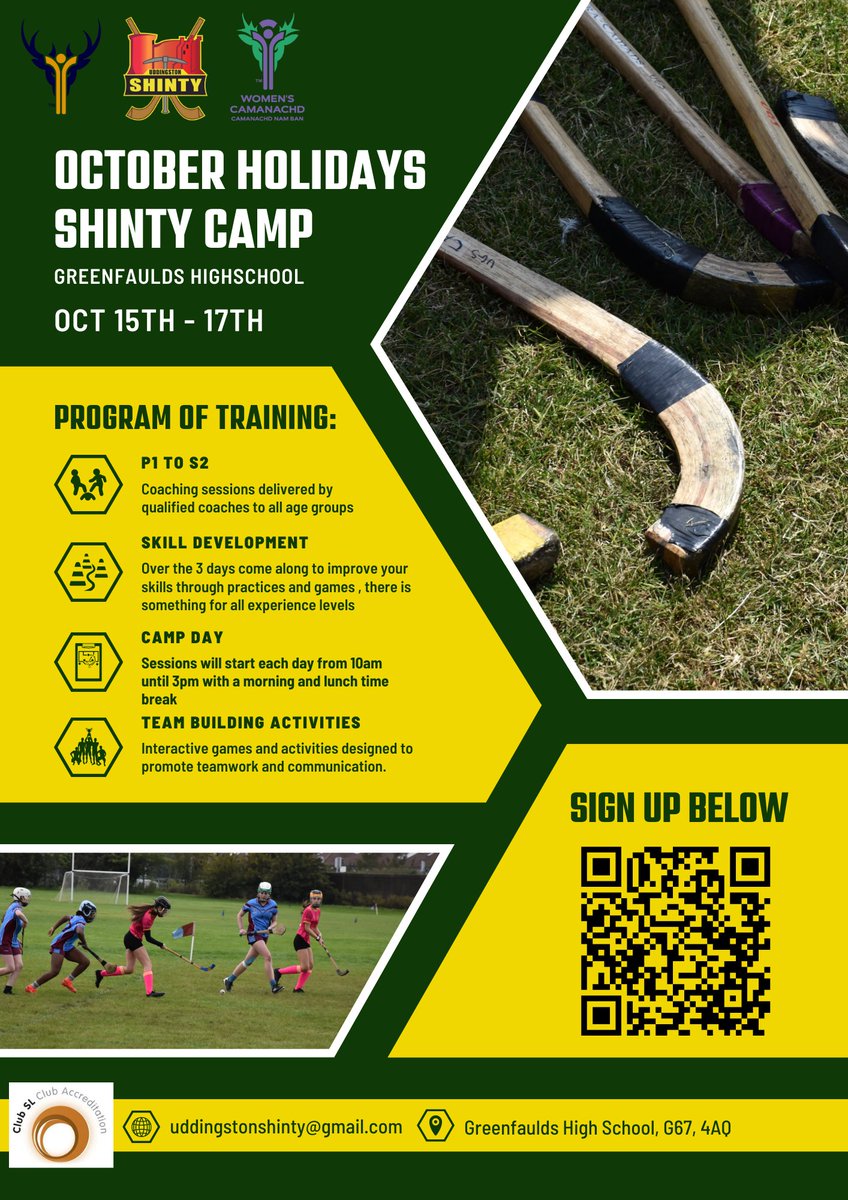 Fancy trying a new sport during the October break? Shinty camp is open to P1-S2 pupils and will take place in Greenfaulds High School, 15th-17th October. Sign up here: eventbrite.com/e/october-holi… <a href="/NLFamilyLearn/">NLCFamilyLearning</a>  <a href="/Condorratschool/">Condorrat PS & NC</a> <a href="/Greenfaulds_HS/">Greenfaulds HS</a> <a href="/NLActiveSchools/">NLActiveSchools</a>