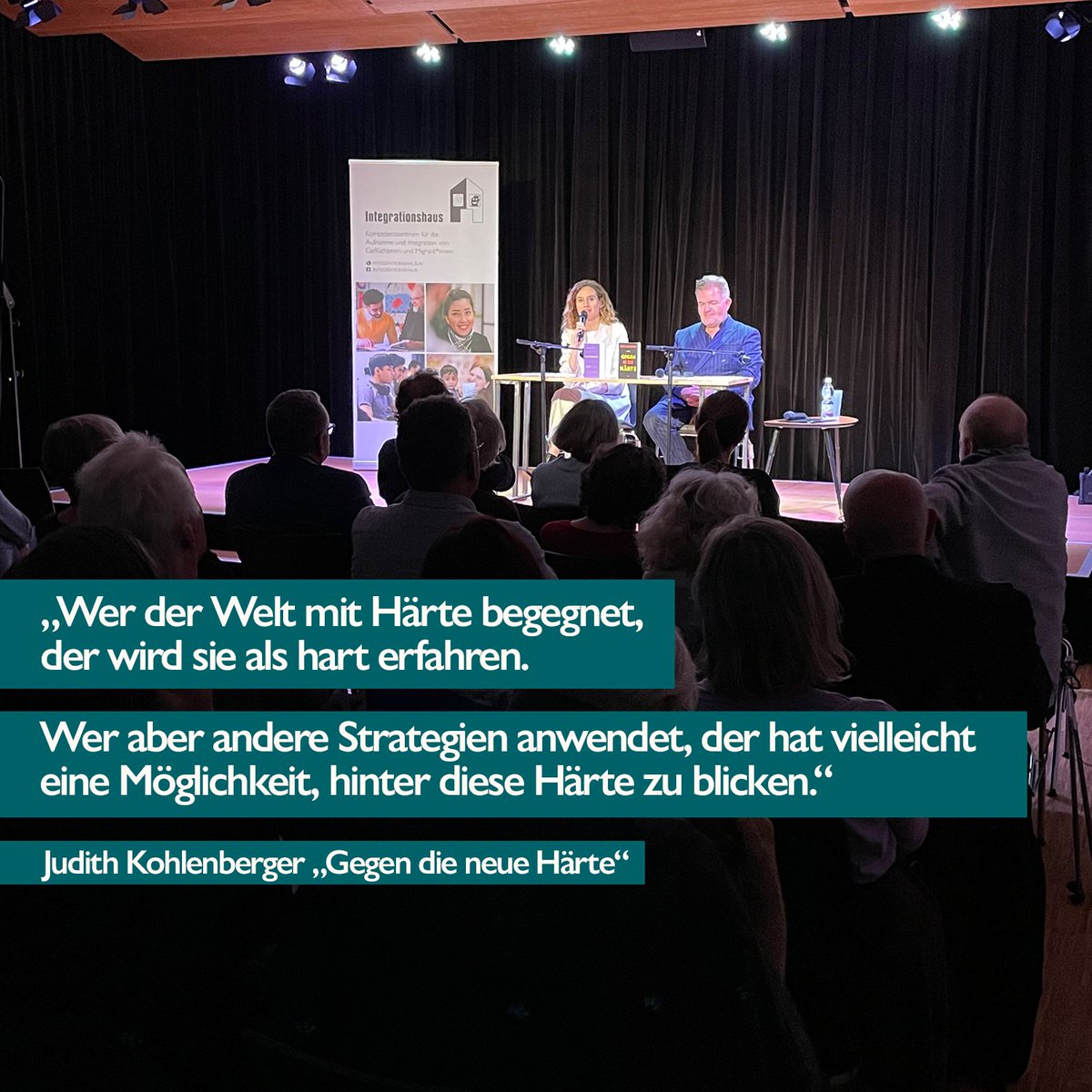 Integrationsha's tweet photo. Gestern Abend las der Schauspieler "die Stimme" @CorneliusObonya aus den Büchern von @J_Kohlenberger - beklemmende Anekdoten, entlarvende wissenschaftliche Analyse und inspirierende Ideen, wie wir der Zugewandtheit zu anderen Menschen wieder viel mehr Raum geben können. 🙏#ltdf https://t.co/SkYuhgk4zM