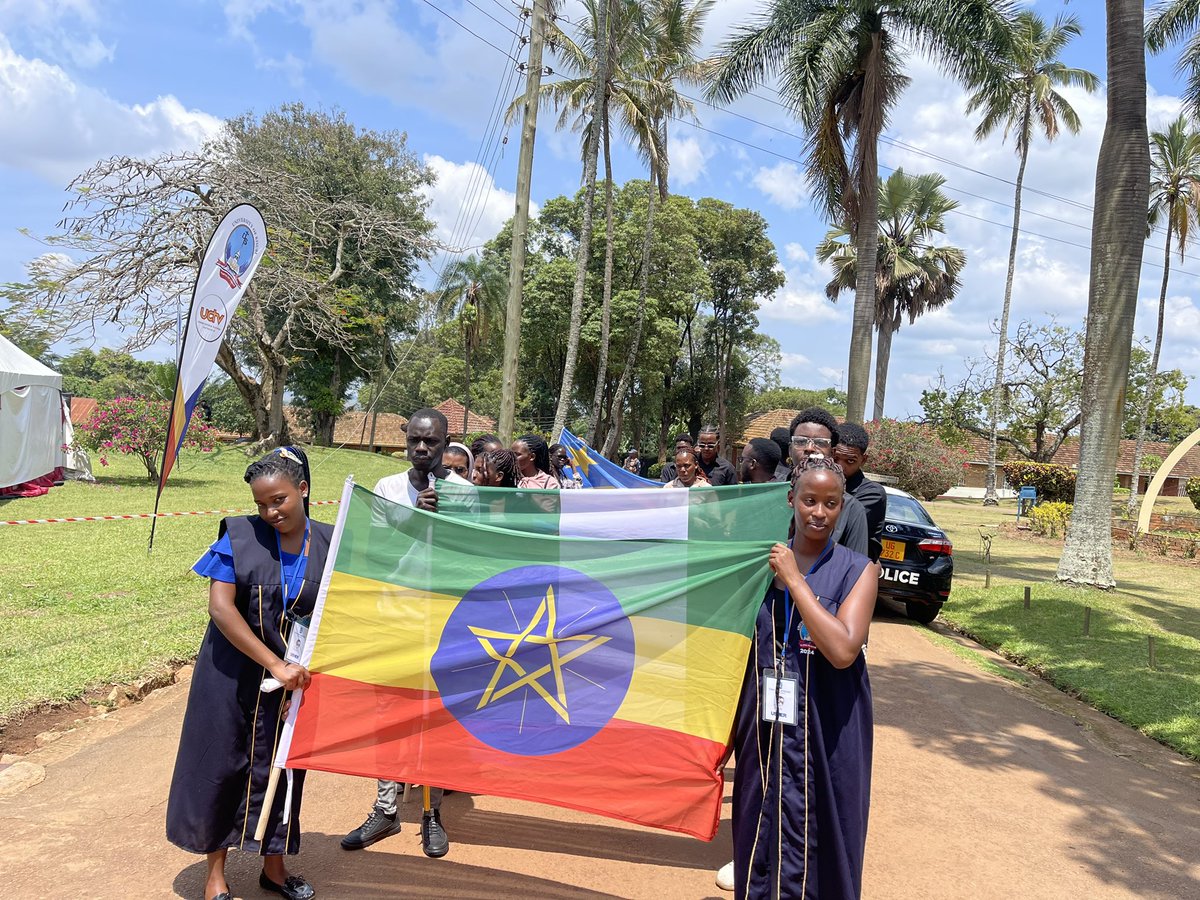 Ethiopian students lead the way as a diverse group of international graduates process in their commencement ceremony. A beautiful moment of global unity and achievement! #UniK9thGraduation