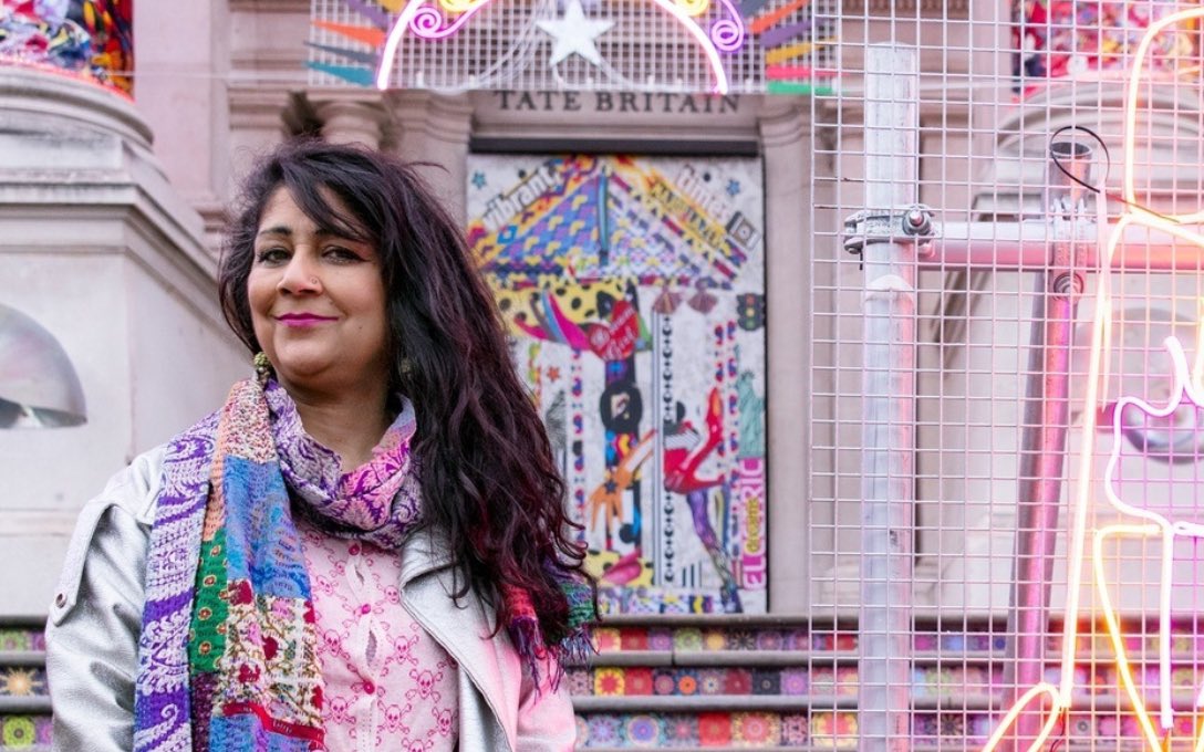 bfmediauk's tweet photo. This week we’ve been working with Chila Burman MBE, discussing the inspiration behind her latest installation as part of the @theartofldn upcoming Art After Dark event https://t.co/ELpv1qfvXa