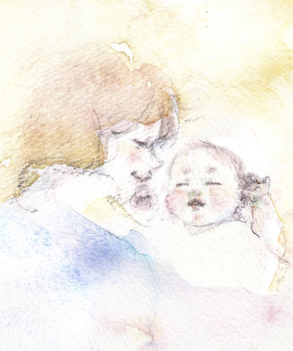 「小さな指の小さな爪の感触を、顔で感じながら。」|yukkoのイラスト