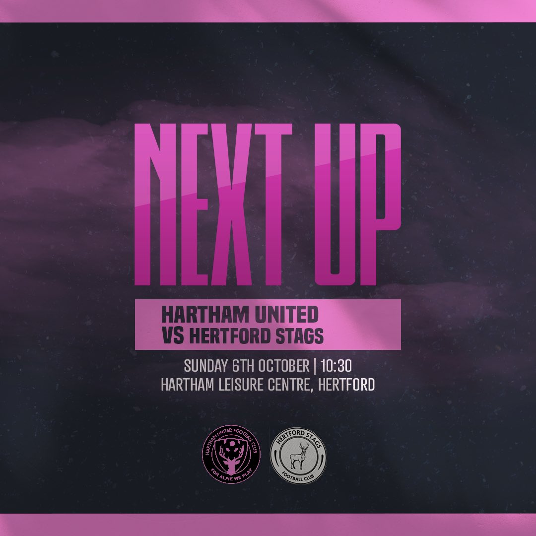 NEXT UP 🩷

🆚 Hertford Stags
🏆 League Challenge Cup
📆 06/10/2024
⏰ 10:30
🏟️ Hartham Leisure Centre

ISolveIT | SAM BEAST Consulting

#hufc | #foralfieweplay