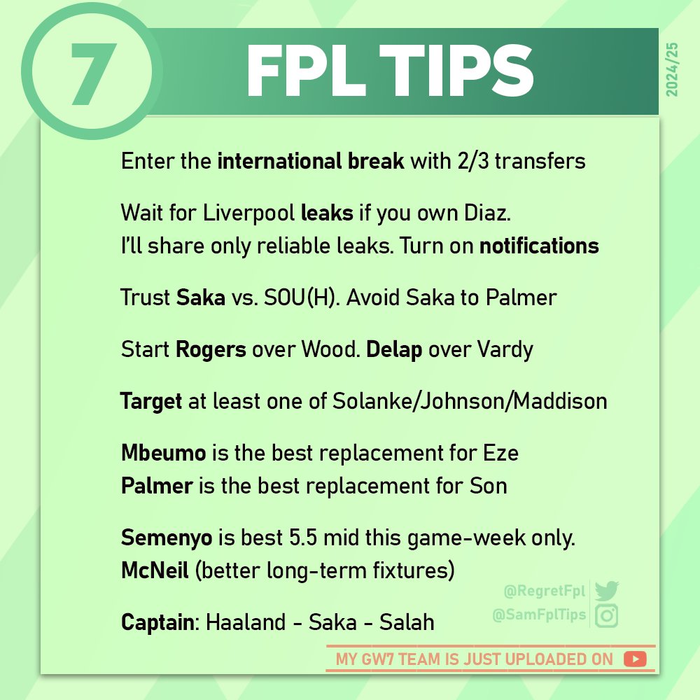 Sam FPL (@regretfpl) on Twitter photo ๐จ ๐๐ฃ๐ ๐ง๐๐ฃ๐ฆ ๐๐ข๐ฅ #๐๐ช๐ณ ๐จ
This week, I used <a href="/KnightManagers/">KnightManagers</a> Algorithm for personalized tips. Check it below ๐ ๐จ ๐๐ฃ๐ ๐ง๐๐ฃ๐ฆ ๐๐ข๐ฅ #๐๐ช๐ณ ๐จ
This week, I used <a href="/KnightManagers/">KnightManagers</a> Algorithm for personalized tips. Check it below ๐
