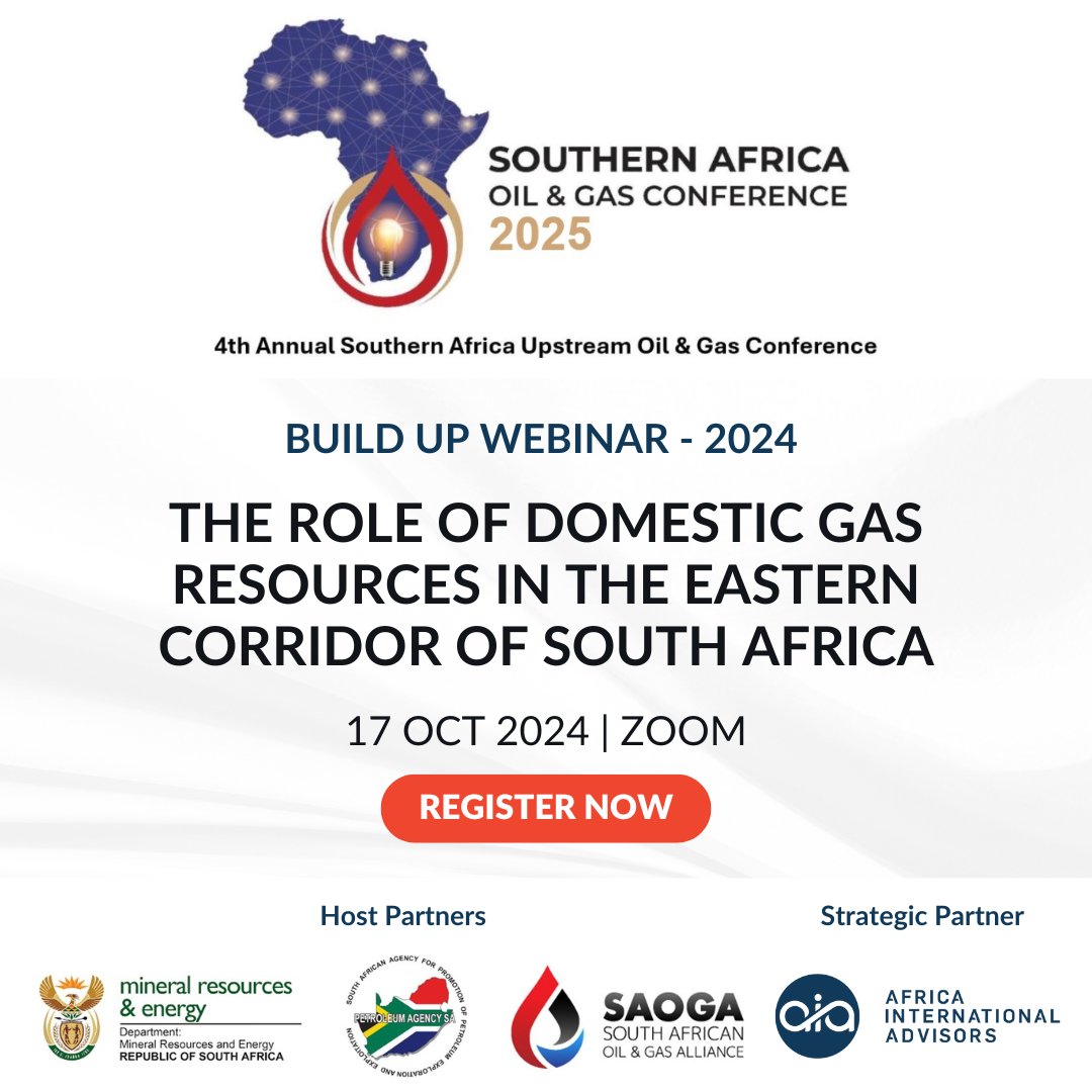 𝐉𝐨𝐢𝐧 𝐮𝐬 𝐟𝐨𝐫 𝐚 𝐁𝐮𝐢𝐥𝐝-𝐔𝐩 𝐖𝐞𝐛𝐢𝐧𝐚𝐫 𝐭𝐨 𝐭𝐡𝐞 𝟒𝐭𝐡 𝐀𝐧𝐧𝐮𝐚𝐥 𝐒𝐨𝐮𝐭𝐡𝐞𝐫𝐧 𝐀𝐟𝐫𝐢𝐜𝐚 𝐎𝐢𝐥&amp; 𝐆𝐚𝐬 𝐂𝐨𝐧𝐟𝐞𝐫𝐞𝐧𝐜𝐞 𝟐𝟎𝟐𝟓 | 𝟏𝟕 𝐎𝐜𝐭𝐨𝐛𝐞𝐫 𝟐𝟎𝟐𝟒
 
 Register here: lnkd.in/dkyyTkiS