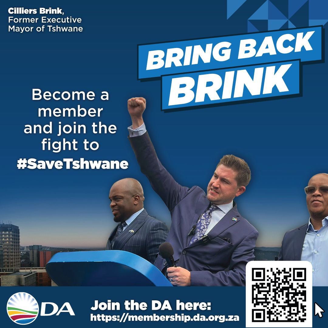Join the movement to #SaveTshwane and Bring Back Brink!

The Motion of No Confidence against Cilliers Brink shows that the DA needs to be the largest party in the city to act as the anchor of our future coalitions.

Together, we can make this a reality.

Become a member today to: