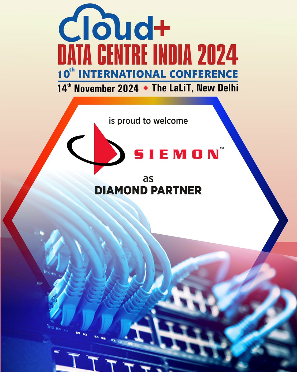 be_exhibitions's tweet photo. Hello all,

#Siemon is our 🤝 #DiamondPartner 🤝 during #CloudDataCentreIndia2024 10th International Conference. 
Welcome on board!

Important details:

📅 Nov 14, 2024
🏩 The LaLiT, New Delhi
📞 9958233434 (Mr. Ranjeet K Singh)

#CloudDCI2024 https://t.co/kcyVIR2DN6