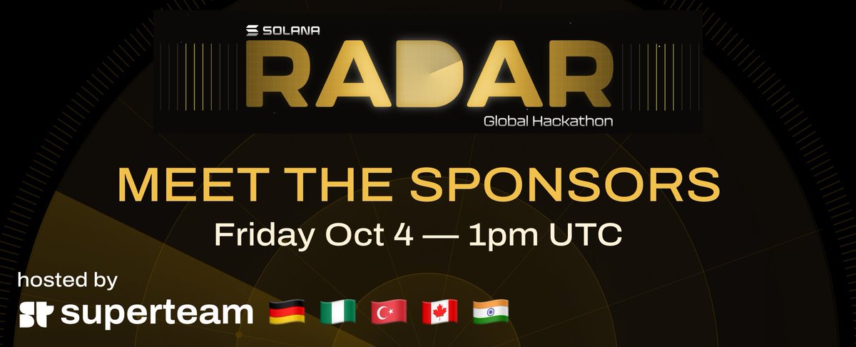 Who's hyped to meet this ongoing Hackathon's Sponsors? I am! 🤗🤗

Don't forget to set a reminder🕗  and be part of this epic space!!!

<a href="/ColosseumOrg/">Colosseum (Old Account)</a> 
<a href="/superteam/">Superteam</a> 
#RadarHackathon