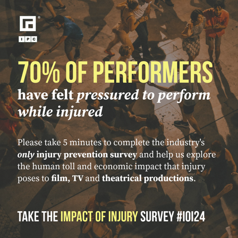 FreelancersMake's tweet photo. The Impact of Injury Survey from @thisisipc_ is back to explore the human toll and economic impact that injury poses to film, television and theatrical productions.
Please take 5 minutes to respond and help advocate for a safer industry!
Survey: https://t.co/GZtLomOc5H
#IOI24 https://t.co/5kOBdE3vmM