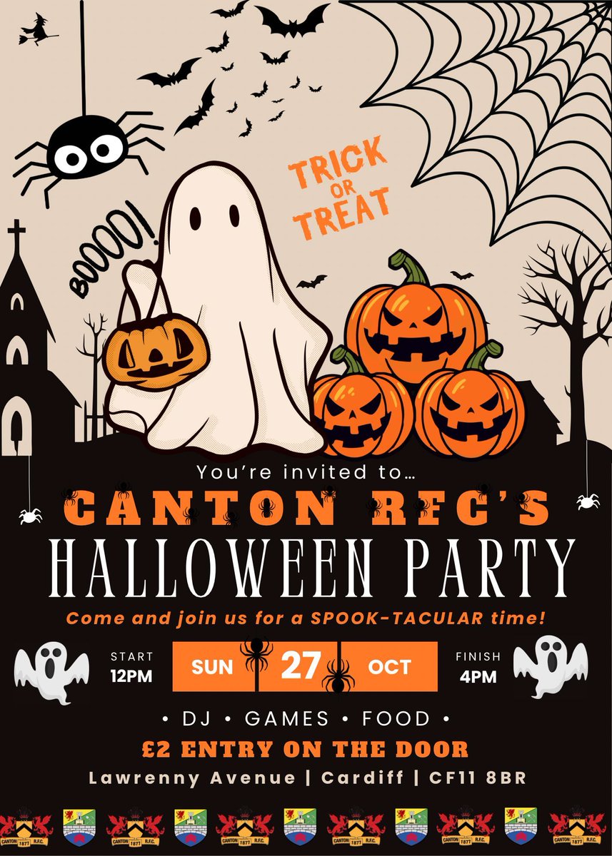 Canton RFC M & J/ CR Treganna M & P.I. (@cantonrfcmj) on Twitter photo As the dark nights approach and the scary costumes start to appear, we’d love to see everyone at this year’s Halloween party on October 27th, 12pm - 4pm!
Look forward to seeing everyone in their spooky best! <a href="/CantonFballClub/">Canton Football Club</a>
#WeAreCanton As the dark nights approach and the scary costumes start to appear, we’d love to see everyone at this year’s Halloween party on October 27th, 12pm - 4pm!
Look forward to seeing everyone in their spooky best! <a href="/CantonFballClub/">Canton Football Club</a>
#WeAreCanton