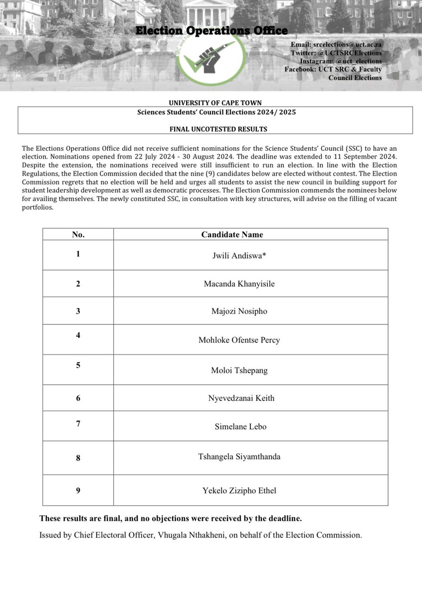 UCT SRC & Faculty Council Elections tweet media