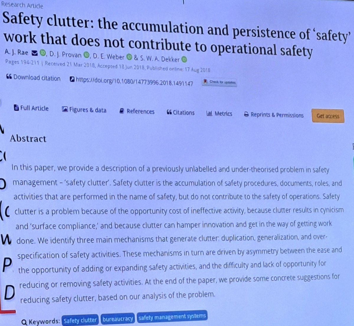 PICStato's tweet photo. @LawtonRebecca talking about the psychology of de-implementing low value care and referencing this 2018 paper by Rae et al. on how 'safety' practices can accumulate over time. #PCCS2024 #PCCS24 #PedsICU @PICSociety https://t.co/cOXyBh1yYq