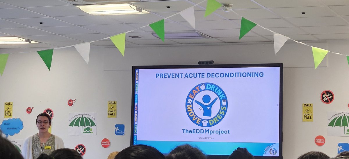 Inspiring talk from <a href="/Jacquih0lmes/">Jacqui Holmes</a> about the Eat, Drink, Dress, Move (EDDM) project @theEDDMpodcast 
Hospital Acquired Deconditioning (HAD) is everyone's business! #HarmsFree <a href="/HarmsFreeCare/">HarmsFreeCareTeam@asphft</a> <a href="/ASPHFT/">Ashford & St Peter's</a>