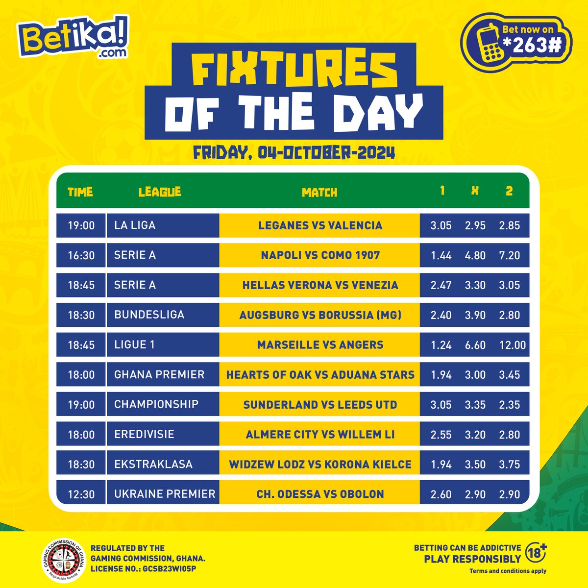 Betika_Ghana's tweet photo. Match Day means Cash Dey! Look sharp and Play here: https://t.co/FUEaKH2JFQ #Betikagh #RefernChop #fixtures #OneLossCashback https://t.co/3b0Zd7X84I