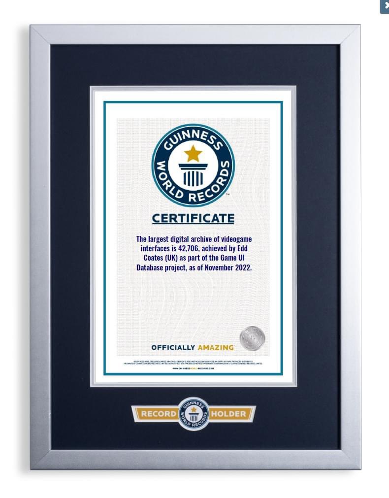 So this happened recently 👀 I won a Guinness World Record for the Game UI Database??!? WHAT?

Actually... it was awarded in November 2022, but I only just found out because no one from the records team informed me 😂😭 So proud of this, my certificates are coming next week!